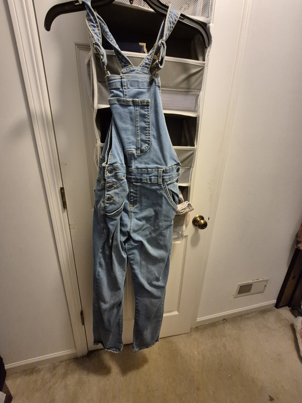 Light Blue Denim Women's Overalls with Adjustable Straps